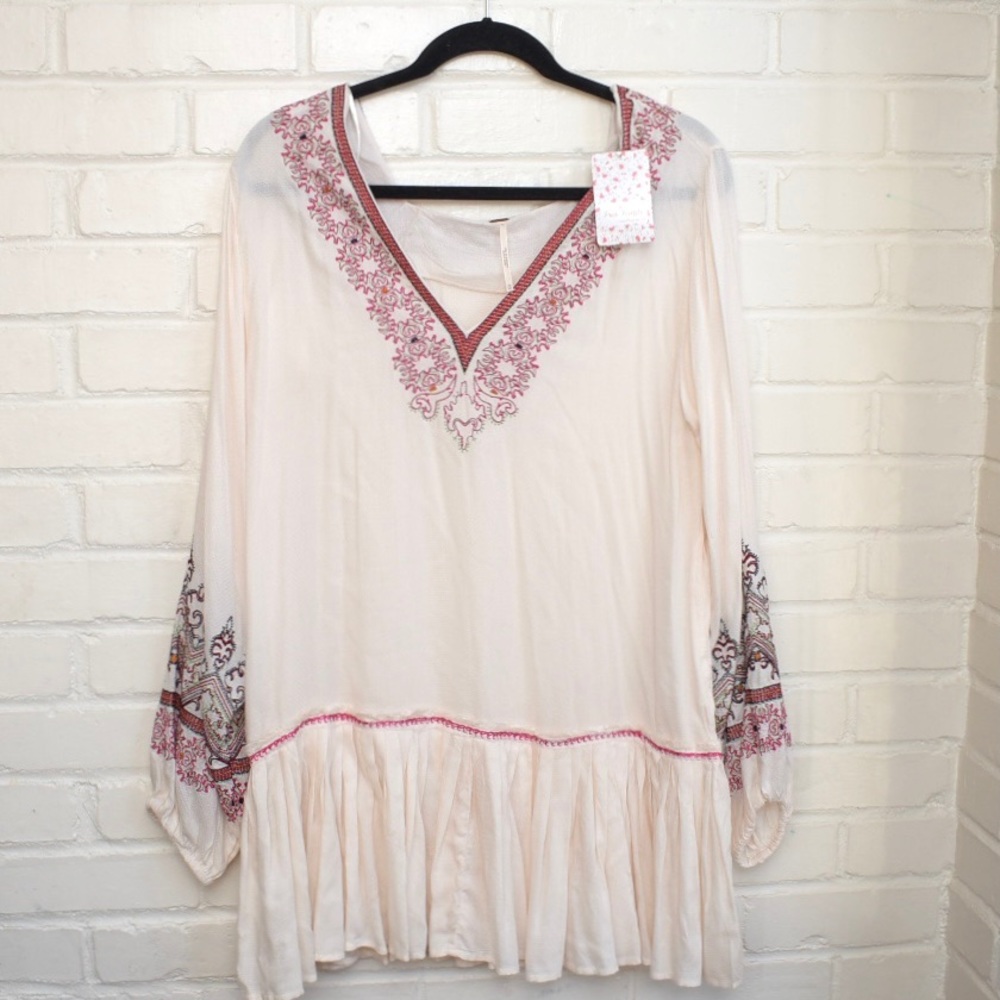 NWT FREE PEOPLE Ivory Wild One Embroidered Dress